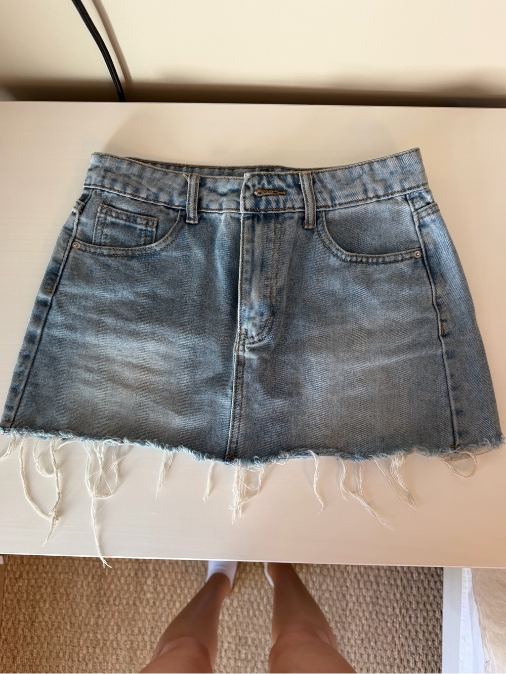 Classic Light Blue Denim Mini Skirt